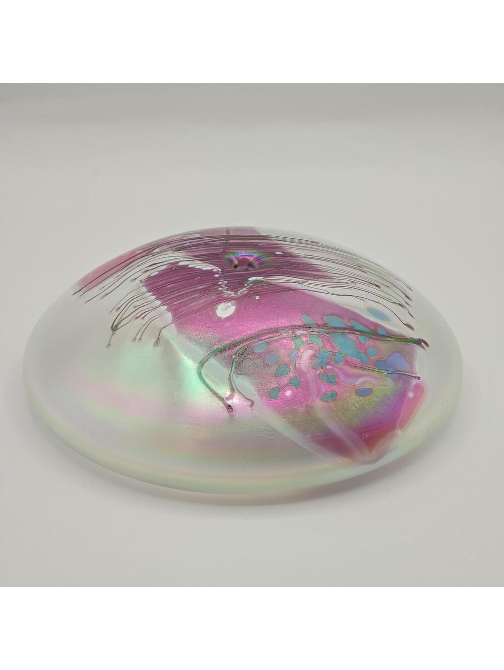 Erik Brakken Glasshouse Irridescent Oil Lamp/Paperweight - Fuchsia/Pearl